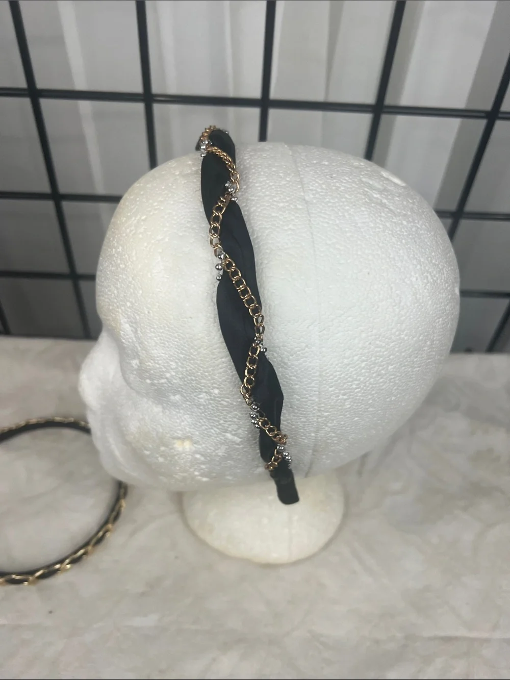 Gold/Silver Chain Black Satin ribbon- Women Accessories Headband (2)